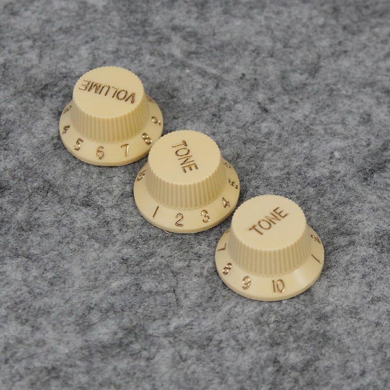 FLEOR 2T1V Guitar Knobs Set 24 Spline Electric Guitar Knobs 1 Volume 2 Tone Control Knob, Cream - Image 2